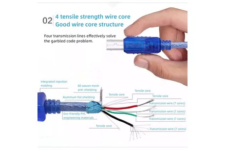 USB 2.0 printerkabel AM-BM 1.8M - CU0093 - Blauw
