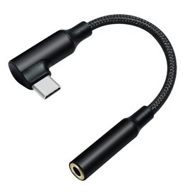 USB-C recht-hoek naar 3.5 mm audio-adapterkabel - DCH-2932 - Zwart