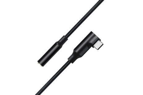 USB-C recht-hoek naar 3.5 mm audio-adapterkabel - DCH-2932 - Zwart