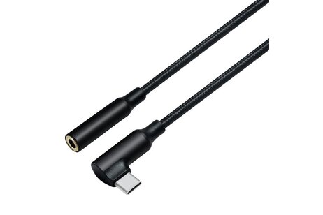 USB-C recht-hoek naar 3.5 mm audio-adapterkabel - DCH-2932 - Zwart