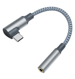 USB-C recht-hoek naar 3.5 mm audio-adapterkabel - DCH-2933 - Grijs