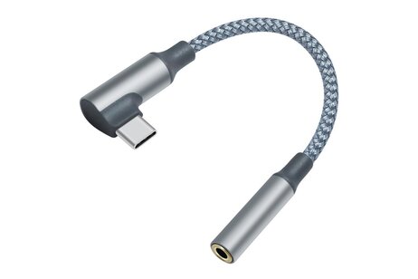 USB-C recht-hoek naar 3.5 mm audio-adapterkabel - DCH-2933 - Grijs
