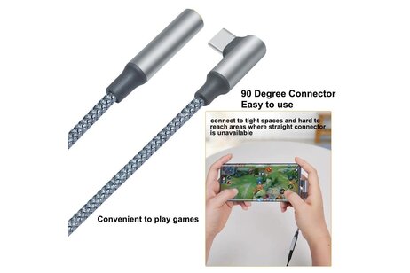 USB-C recht-hoek naar 3.5 mm audio-adapterkabel - DCH-2933 - Grijs