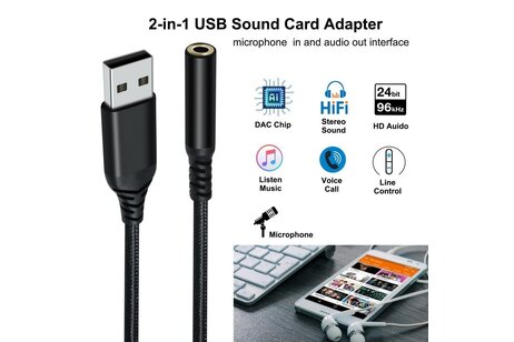 USB  naar 3.5 mm audio-adapterkabel - DCH-2934 - Zwart