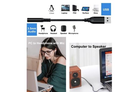 USB  naar 3.5 mm audio-adapterkabel - DCH-2934 - Zwart