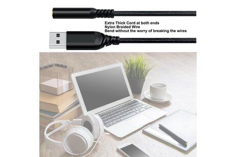 USB  naar 3.5 mm audio-adapterkabel - DCH-2934 - Zwart