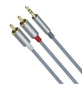 3,5 mm naar 2RCA audiokabel 1 m - DCH-2936 - Grijs
