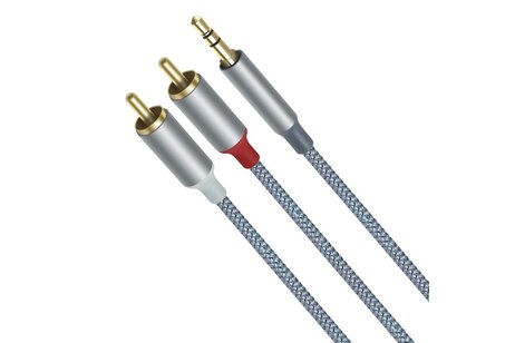 3,5 mm naar 2RCA audiokabel 1 m - DCH-2936 - Grijs