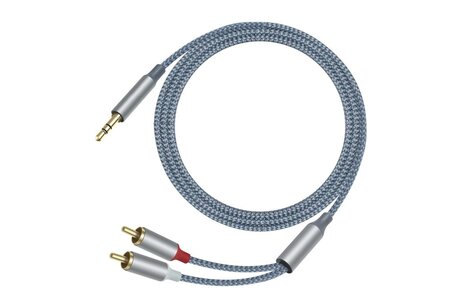 3,5 mm naar 2RCA audiokabel 1 m - DCH-2936 - Grijs