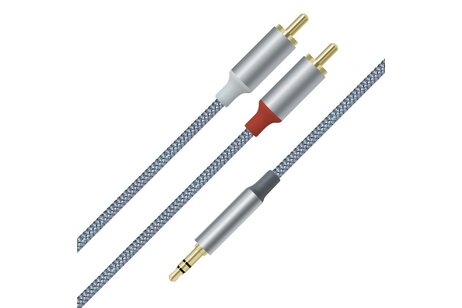 3,5 mm naar 2RCA audiokabel 1 m - DCH-2936 - Grijs