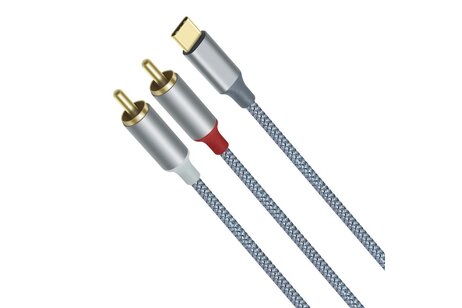 USB-C naar 2RCA audiokabel 1 m - DCH-2937 - Grijs