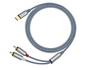 USB-C naar 2RCA audiokabel 1 m - DCH-2937 - Grijs