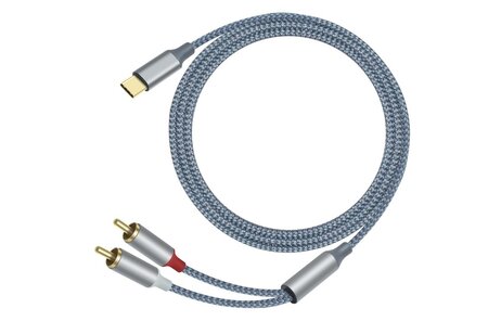 USB-C naar 2RCA audiokabel 1 m - DCH-2937 - Grijs