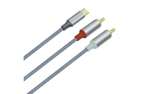 USB-C naar 2RCA audiokabel 1 m - DCH-2937 - Grijs