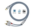 USB-C naar 2RCA audiokabel 1 m - DCH-2937 - Grijs