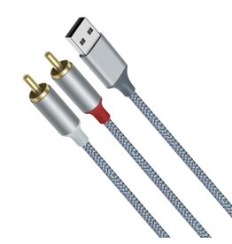 USB naar 2RCA audiokabel 1 m - DCH-2938 - Grijs