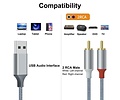 USB naar 2RCA audiokabel 1 m - DCH-2938 - Grijs