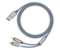 USB naar 2RCA audiokabel 1 m - DCH-2938 - Grijs