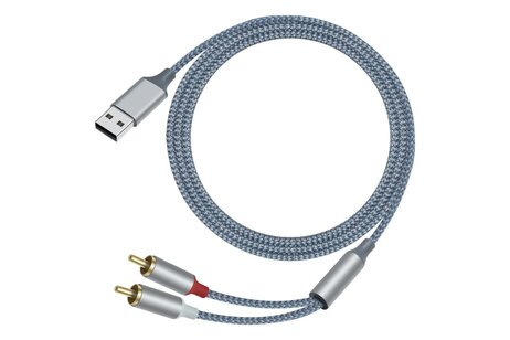 USB naar 2RCA audiokabel 1 m - DCH-2938 - Grijs