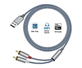 USB naar 2RCA audiokabel 1 m - DCH-2938 - Grijs