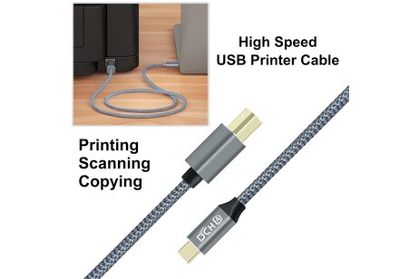 Type-C printerkabel 1,5 m - DCH-2939-1.5M - Grijs