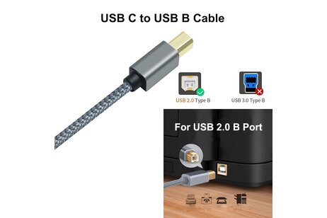 Type-C printerkabel 2 m - DCH-2939-2M - Grijs