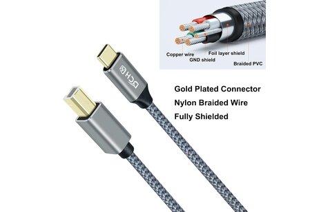 Type-C printerkabel 3 m - DCH-2939-3M - Grijs