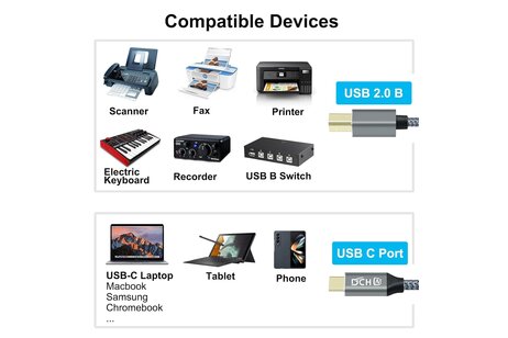 Type-C printerkabel 3 m - DCH-2939-3M - Grijs