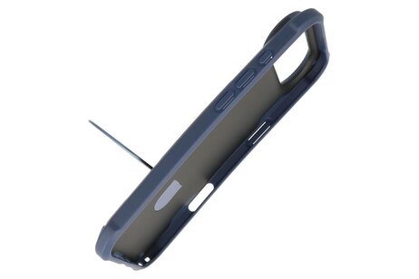 Leger Serie - Magsafe met Staande Functie Hoesje voor de iPhone 17 Air Donker Blauw