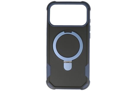 Leger Serie - Magsafe met Staande Functie Hoesje voor de iPhone 17 Pro Donker Blauw