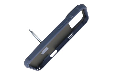 Leger Serie - Magsafe met Staande Functie Hoesje voor de iPhone 17 Pro Donker Blauw