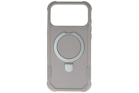 Leger Serie - Magsafe met Staande Functie Hoesje voor de iPhone 17 Pro Max Grijs