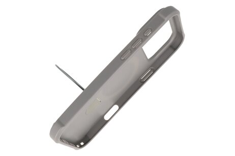Leger Serie - Magsafe met Staande Functie Hoesje voor de iPhone 17 Pro Max Grijs