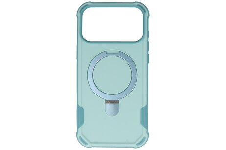 Leger Serie - Magsafe met Staande Functie Hoesje voor de iPhone 17 Pro Max Turquoise