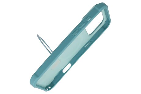 Leger Serie - Magsafe met Staande Functie Hoesje voor de iPhone 17 Pro Max Turquoise