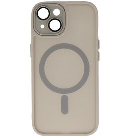 Mat-Transparent met Camera Beschermer Magsafe Case voor iPhone 14 Plus Grijs