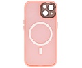 Mat-Transparent met Camera Beschermer Magsafe Case voor iPhone 14 Plus Roze