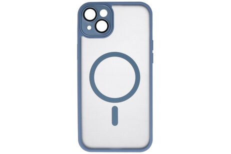 Mat-Transparent met Camera Beschermer Magsafe Case voor iPhone 15 Plus Blauw