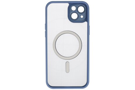 Mat-Transparent met Camera Beschermer Magsafe Case voor iPhone 15 Plus Blauw