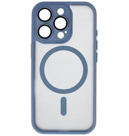 Mat-Transparent met Camera Beschermer Magsafe Case voor iPhone 15 Pro Max Blauw