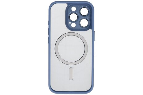 Mat-Transparent met Camera Beschermer Magsafe Case voor iPhone 15 Pro Max Blauw