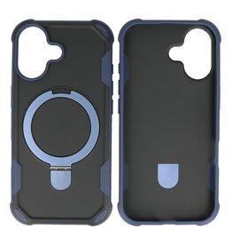 Leger Serie - Magsafe met Staande Functie Hoesje iPhone 17 Donker Blauw