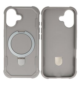 Leger Serie - Magsafe met Staande Functie Hoesje iPhone 17 Grijs