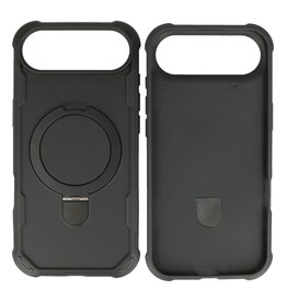 Leger Serie - Magsafe met Staande Functie Hoesje iPhone 17 Air Zwart