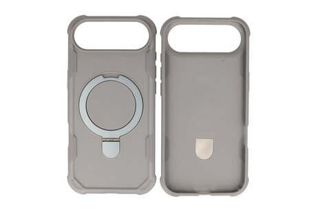 Leger Serie - Magsafe met Staande Functie Hoesje voor de iPhone 17 Air Grijs