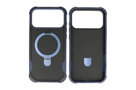 Leger Serie - Magsafe met Staande Functie Hoesje voor de iPhone 17 Pro Donker Blauw