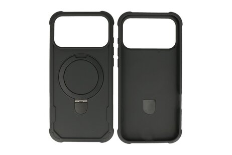 Leger Serie - Magsafe met Staande Functie Hoesje voor de iPhone 17 Pro Max Zwart