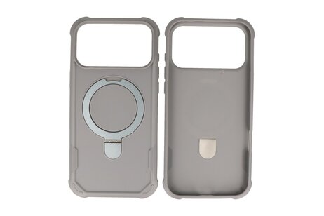 Leger Serie - Magsafe met Staande Functie Hoesje voor de iPhone 17 Pro Max Grijs