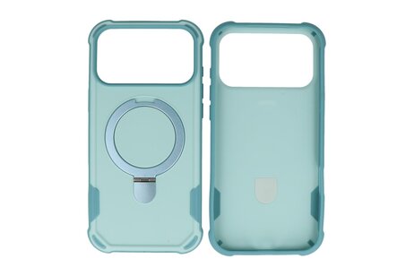 Leger Serie - Magsafe met Staande Functie Hoesje voor de iPhone 17 Pro Max Turquoise
