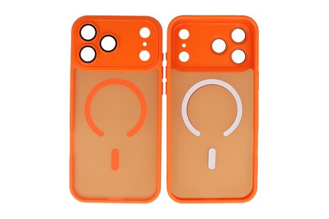 Mat-Transparent met Camera Beschermer Magsafe Case voor iPhone 17 Pro Max Oranje